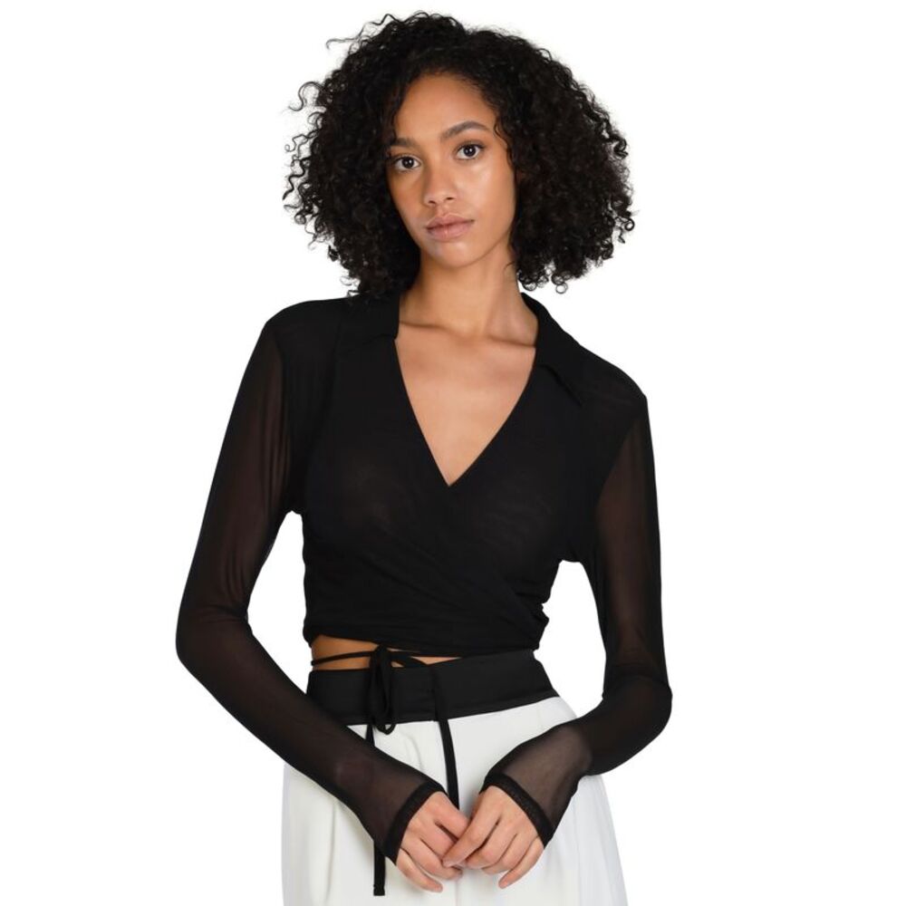 Bar III Nicole Williams English Wrap Top